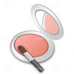 Round Pink Makeup Case with Brush and Mirror